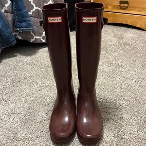 Burgundy, tall, hunter boots